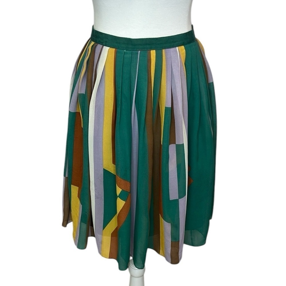 Tibi Colorful Striped Silk Skirt